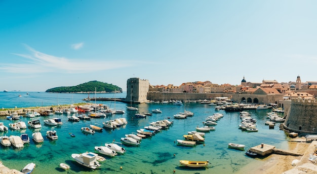 The boat dock near the old city of dubrovnik croatia the harbor