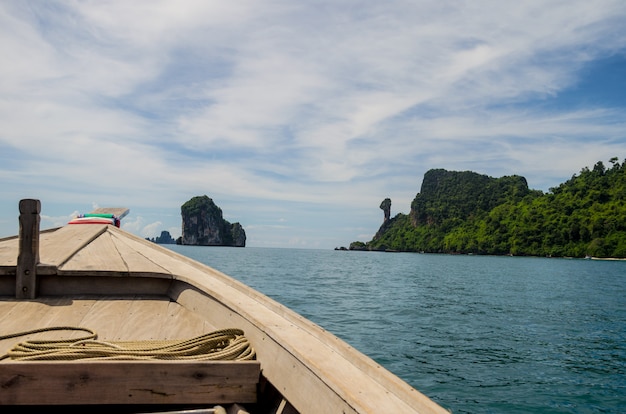 Boat forward to island