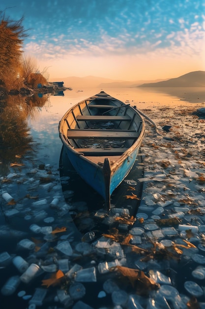 A boat on the ice of lake