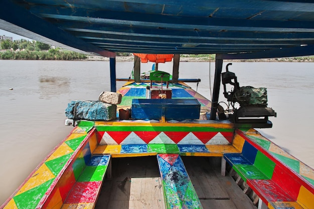 The boat of Indus River in Sukkur Pakistan