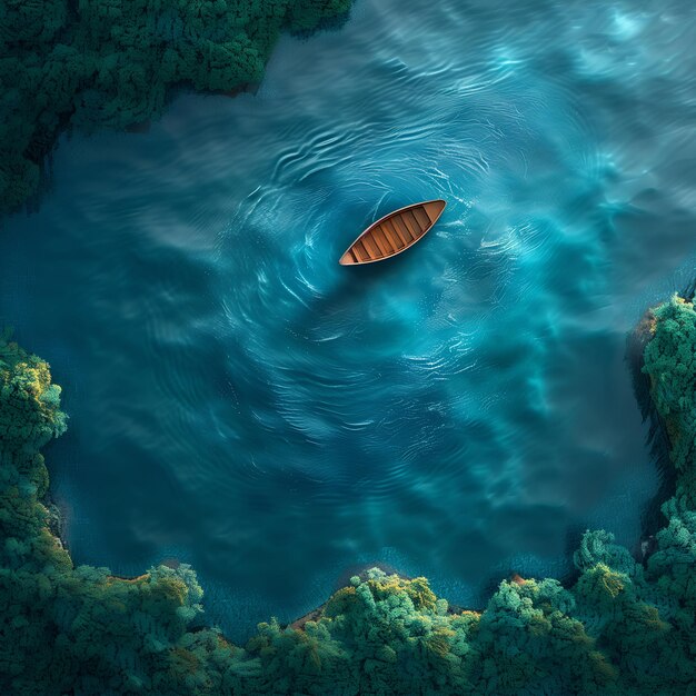 a boat is floating in the water with a boat in the water