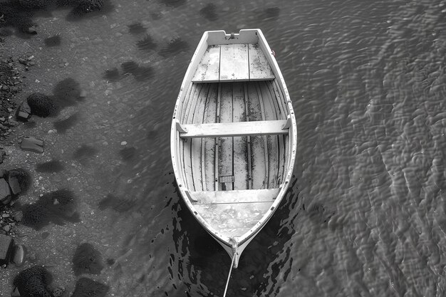 Photo a boat is tied to a dock with a rope around it