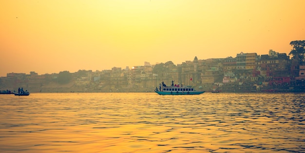 Boat Ride at Varanasi Ghat, River Ganges, Uttar Pradesh, India