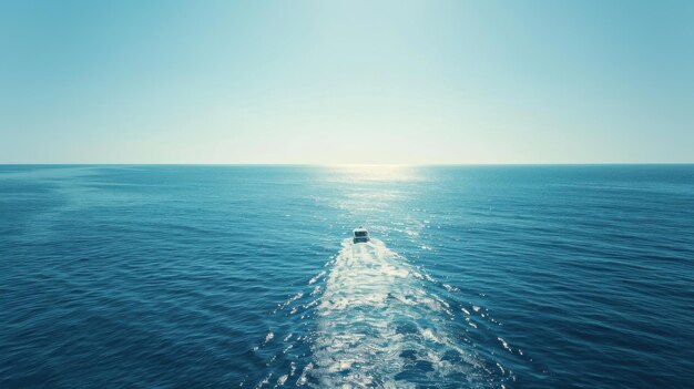 Photo boat sailing smoothly over a blue ocean