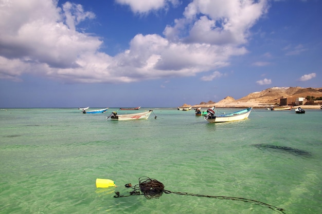 The boat in Shuab bay on Socotra island Indian ocean Yemen