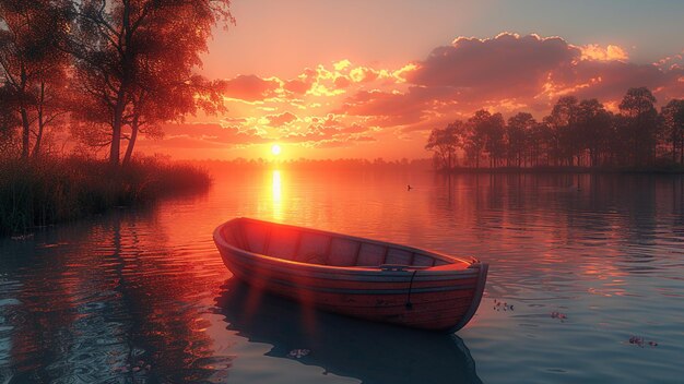 a boat that is on the water with the sun setting behind it