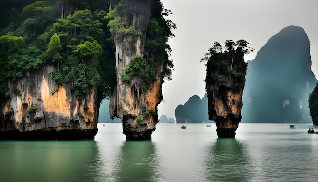 a boat in the water with the mountains in the background