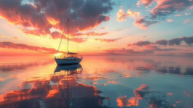 a boat in the water with the sun setting behind it