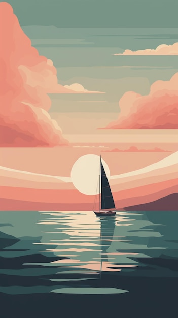 A boat on the water with a sunset in the background.