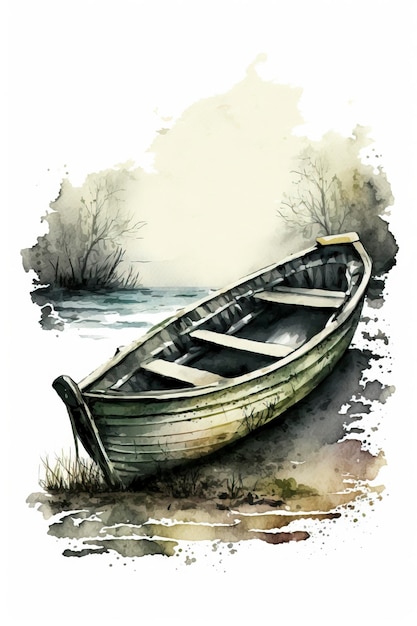 boat, watercolor