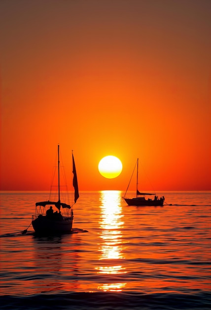 Photo a boat with a flag on the top of it is sailing in the ocean