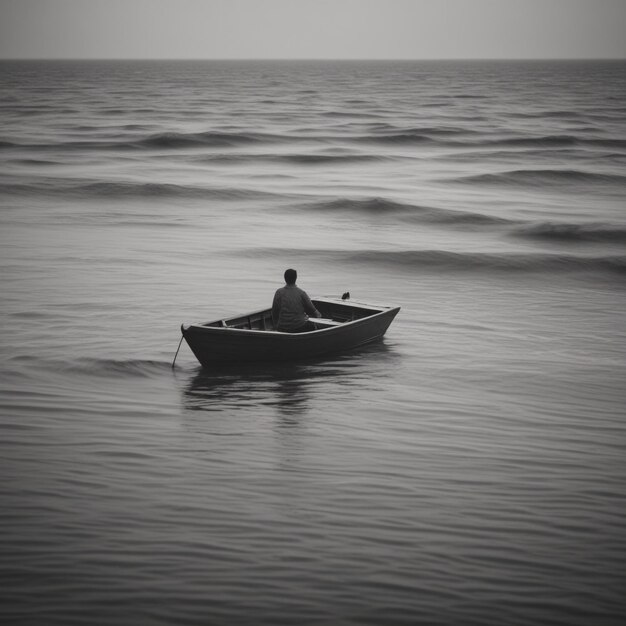 a boat with a man on the front and a bird on the front