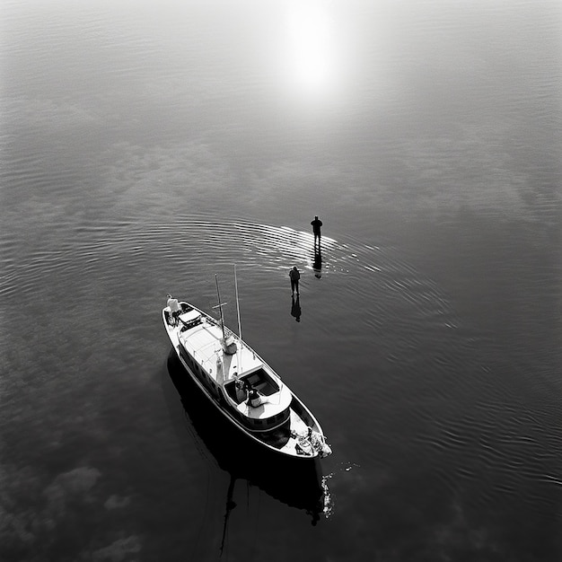 Photo a boat with people on it is sailing in the water