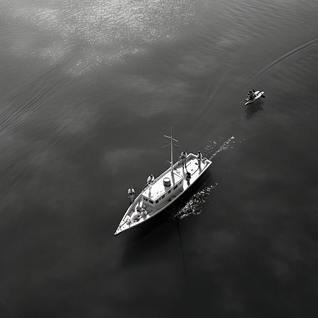 a boat with people on it is sailing in the water