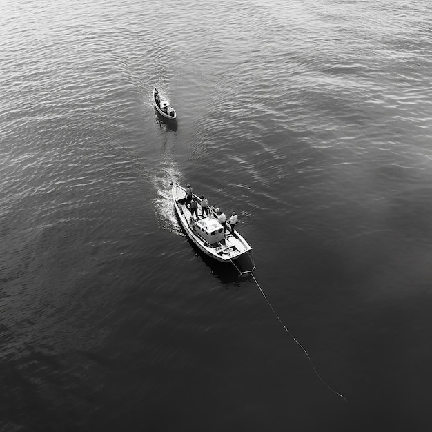 a boat with people on it is sailing in the water