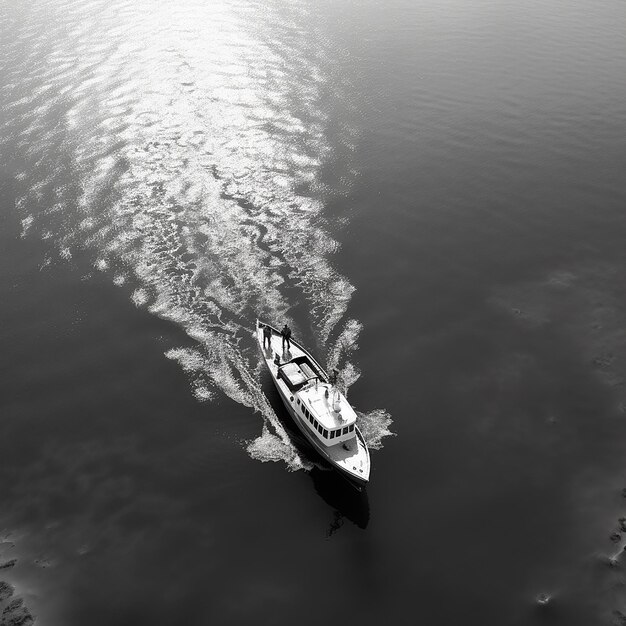 a boat with people on it is sailing in the water