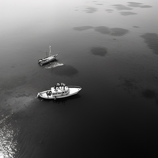 a boat with people on it is sailing in the water