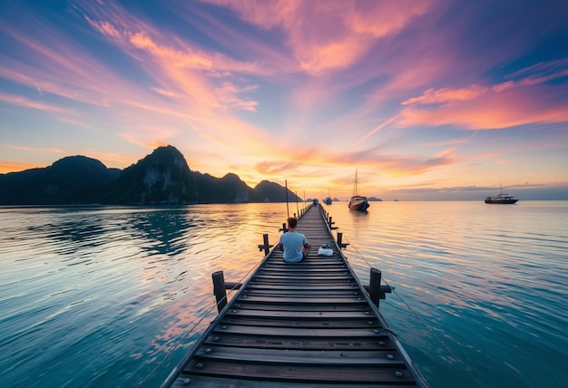 a boat with a person sitting on it in the water