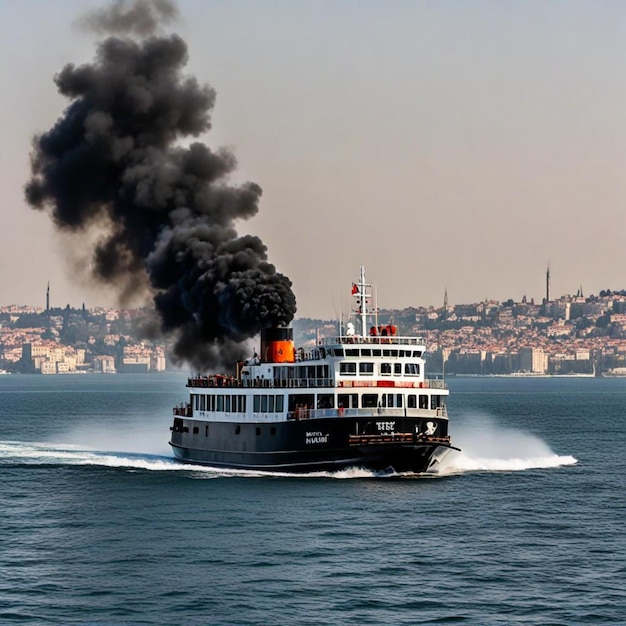 Photo a boat with a red top and a white top that says  smoke