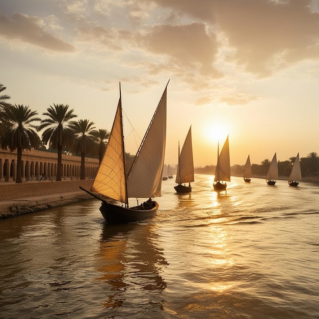 a boat with sails that are sailing in the water