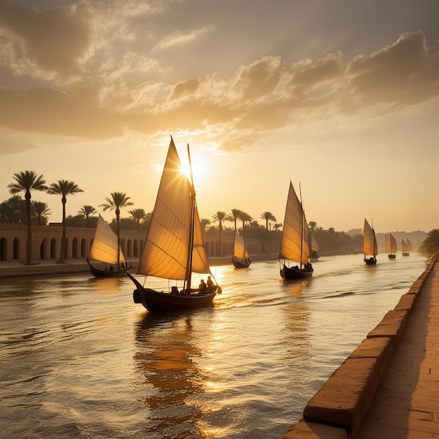 Photo a boat with sails that are sailing in the water