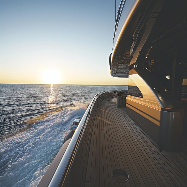 Photo a boat with the sun setting behind it