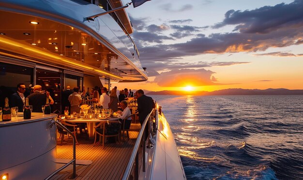 Photo a boat with a sunset in the background