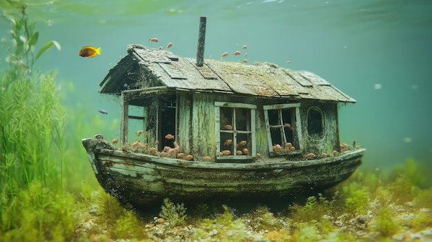 a boat with a yellow flower in the water and the words  the bottom of the picture