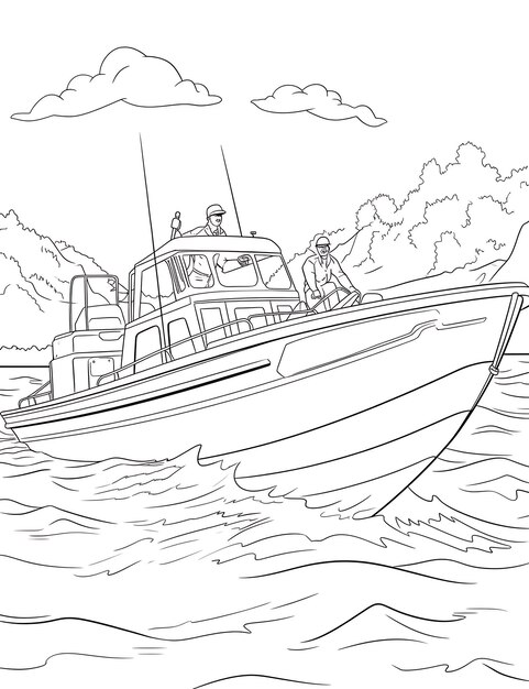 Photo a boating coloring page illustration