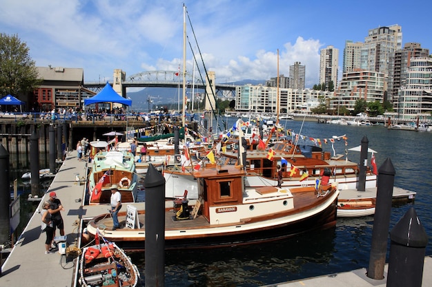 Boats in False Creek Vancouver British Columbia Canada