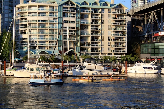 Boats in False Creek in Vancouver British Columbia Canada