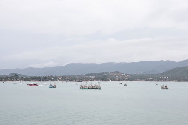 Boats fishing near Samui island Thailand