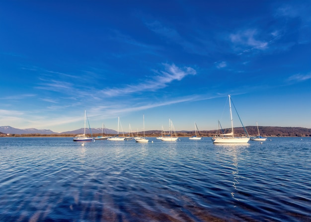 The boats on the lake