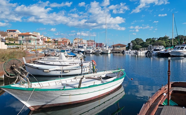 Boats in Stintino small port on a sunny day