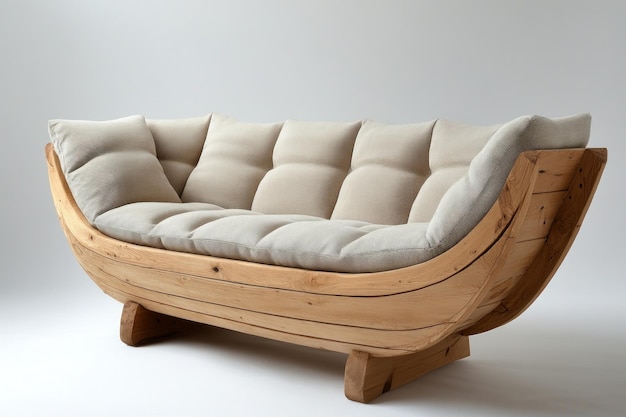 Photo boatshaped wooden sofa