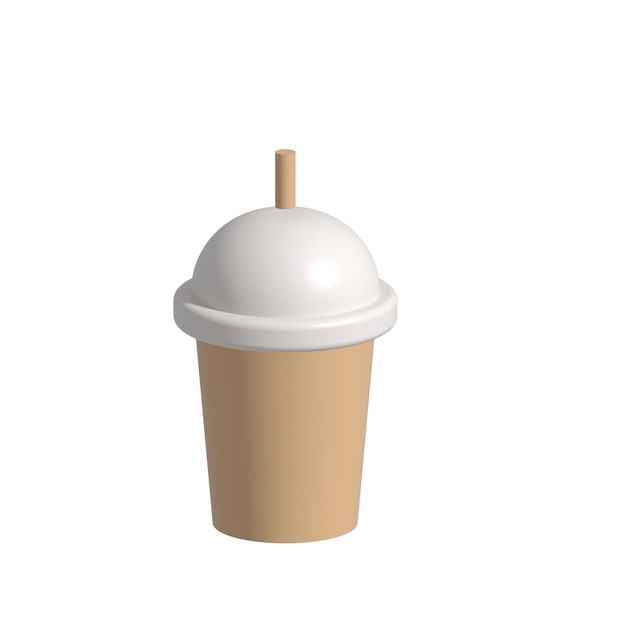 Boba plastic cup 3d illustration on white background