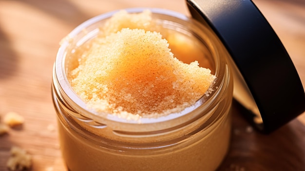 Body scrub in a jar macro cosmetics product