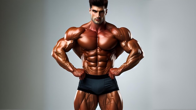 Bodybuilder showing his strength fearlessly and proudly