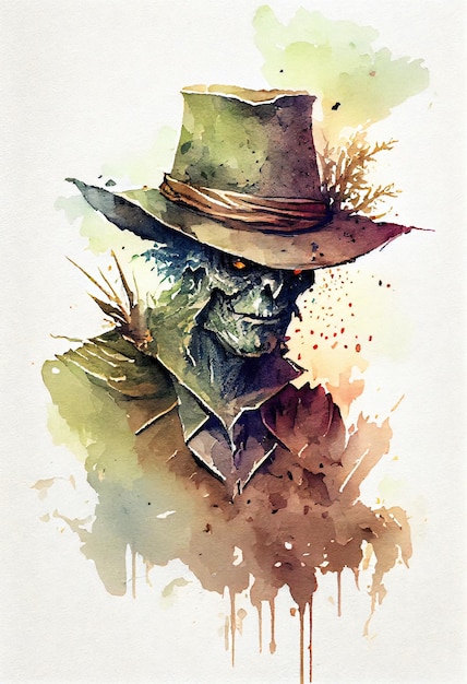 Bogyman portrait myths legend horror spooky creature watercolor high quality print