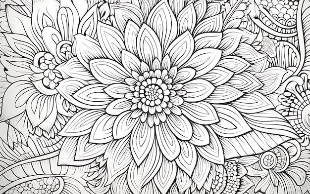 Photo bohemian mindful patterns coloring page black and white