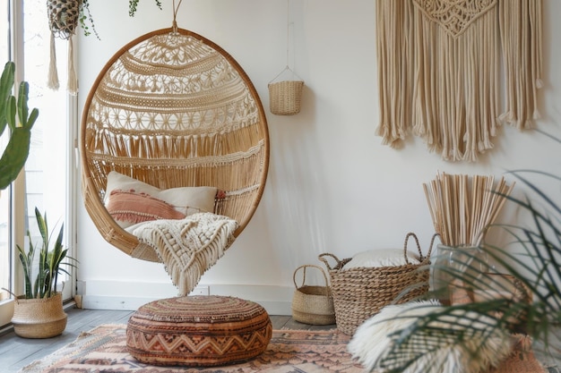 Bohemian Rattan Swing Chair Nook