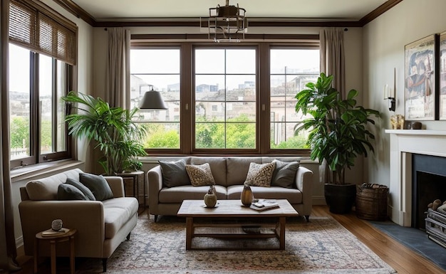 Bohemian style living room with colorful textiles eclectic furniture and hanging plants