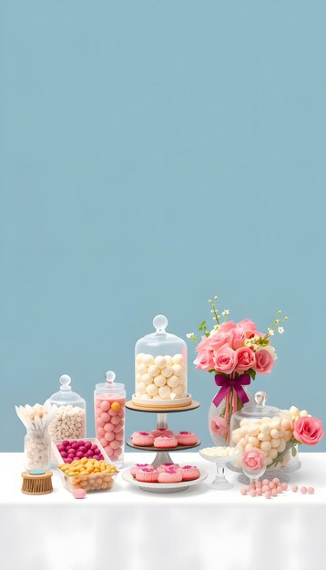 Photo bohemian wedding candy bar isolated with white highlights