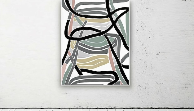 boho art, muted colors, organic minimalist simple shapes lines rainbow maze. AI Generated