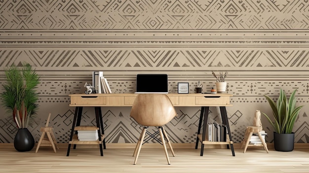 Boho chic wallpaper with tribal patterns