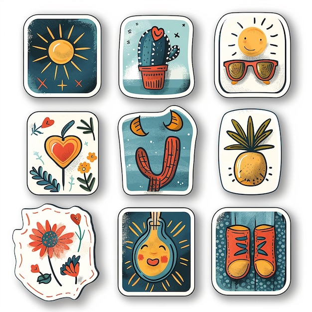 Photo boho die cut sticker set