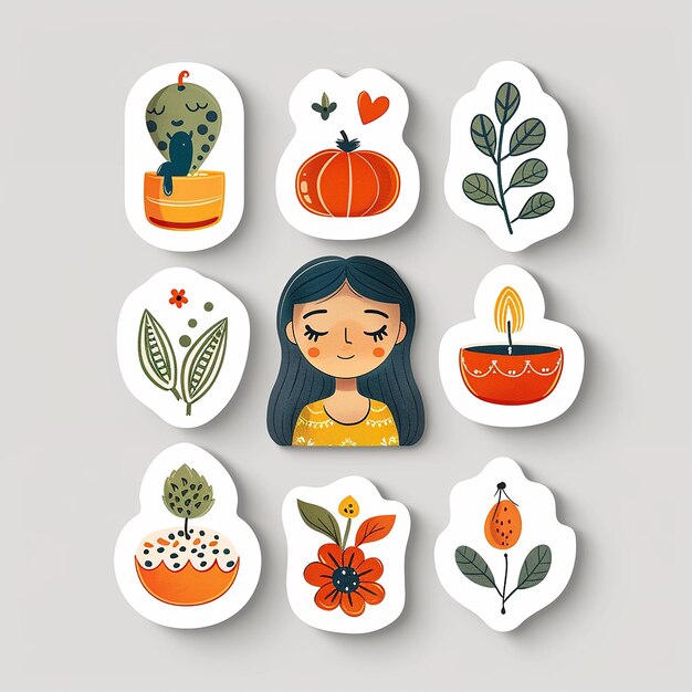 Photo boho floral girl cute die cut sticker