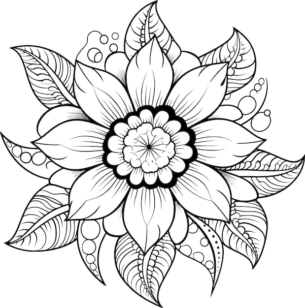 Photo boho flower coloring page