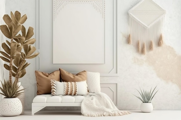 Boho Inspired Simple and Minimalistic Background with Muted Tones and Empty Copy Space