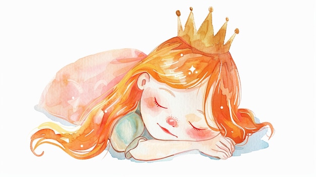 Photo boho watercolor illustration of a beautiful sleeping girl